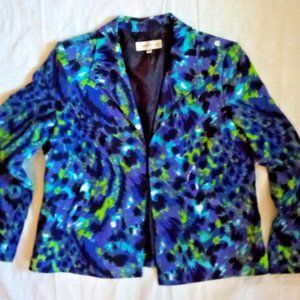 Vintage Evan Picone Open Blazer Size 12P Bold Vibrant Colors Comfort Fit